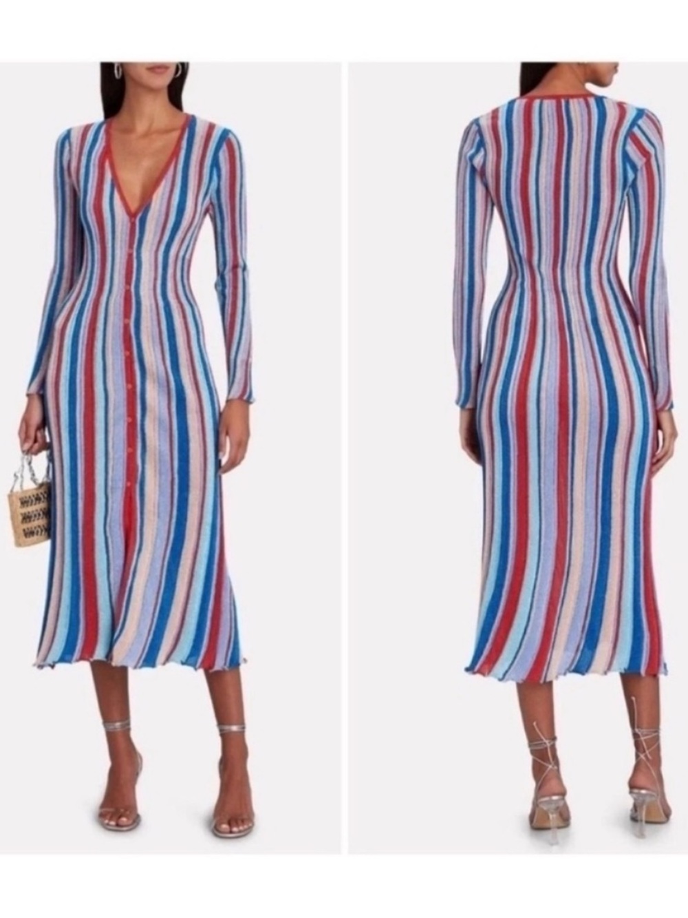Misa Los Angeles Rafael Striped Long Sleeve Midi Dress
